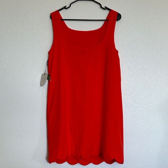 Kate Spade for Target Vibrant Red Scalloped Linen Dress Womens S Oversized NWT - Picture 6 of 13